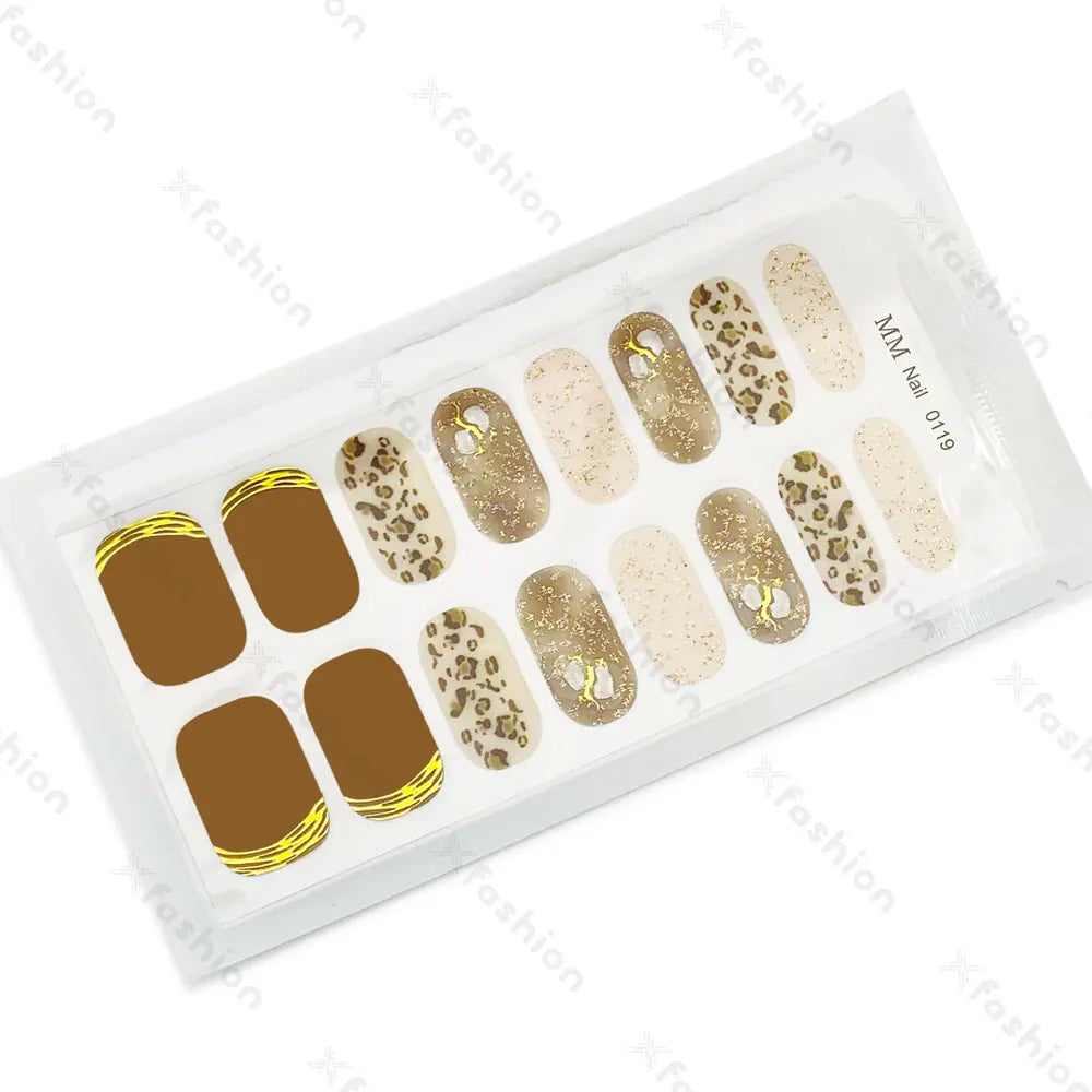 Hot Sale 16 Tips Solid Color Semi-Cured Gel Nail Stickers UV Light Durable Waterproof Long-Lasting Gel Nail Stickers Wholesale