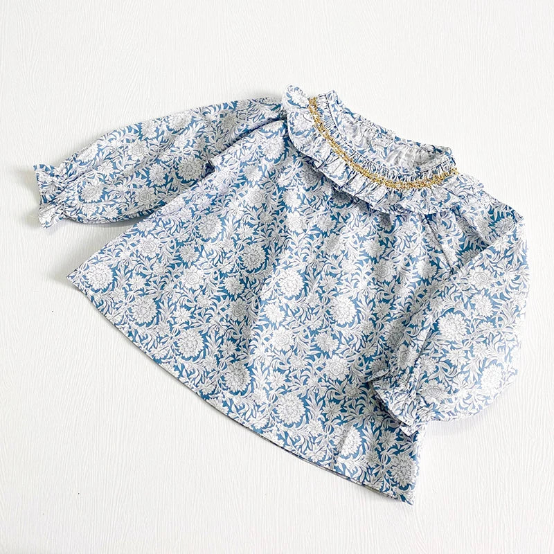Autumn Spring Children Clothing Toddler Baby Girls Clothes Cotton Long Sleeve Flower Embroidery Baby Girls T-shirt Kids Shirt