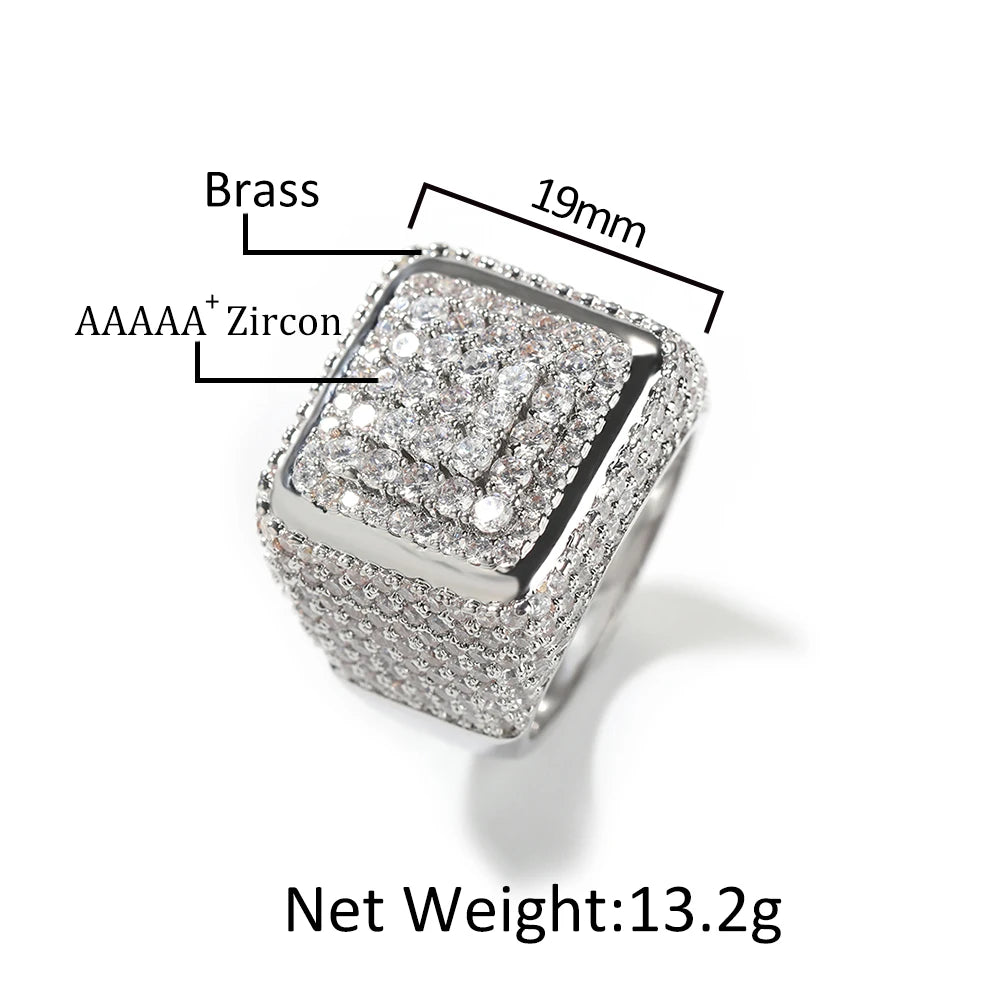 UWIN Square Shape Rings Round Diamond Bling Bling Women Men Rings Fashion Jewelry