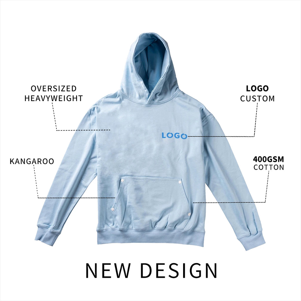 Men Hoodies Cotton Heavy Weight French Terry Oversized Streetwear Fit Drop Shoulder Blank Men's Hoodie Sweatshirts