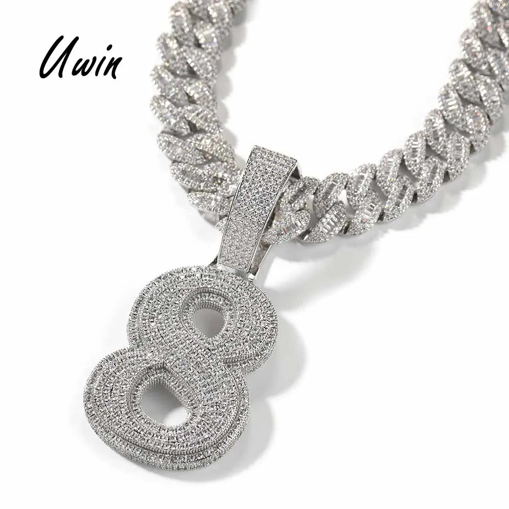 UWIN Hip Hip CZ Lucky Number Pendant Single Big Numbers Pendant Necklace 0 to 9 Special Rapper Jewelry
