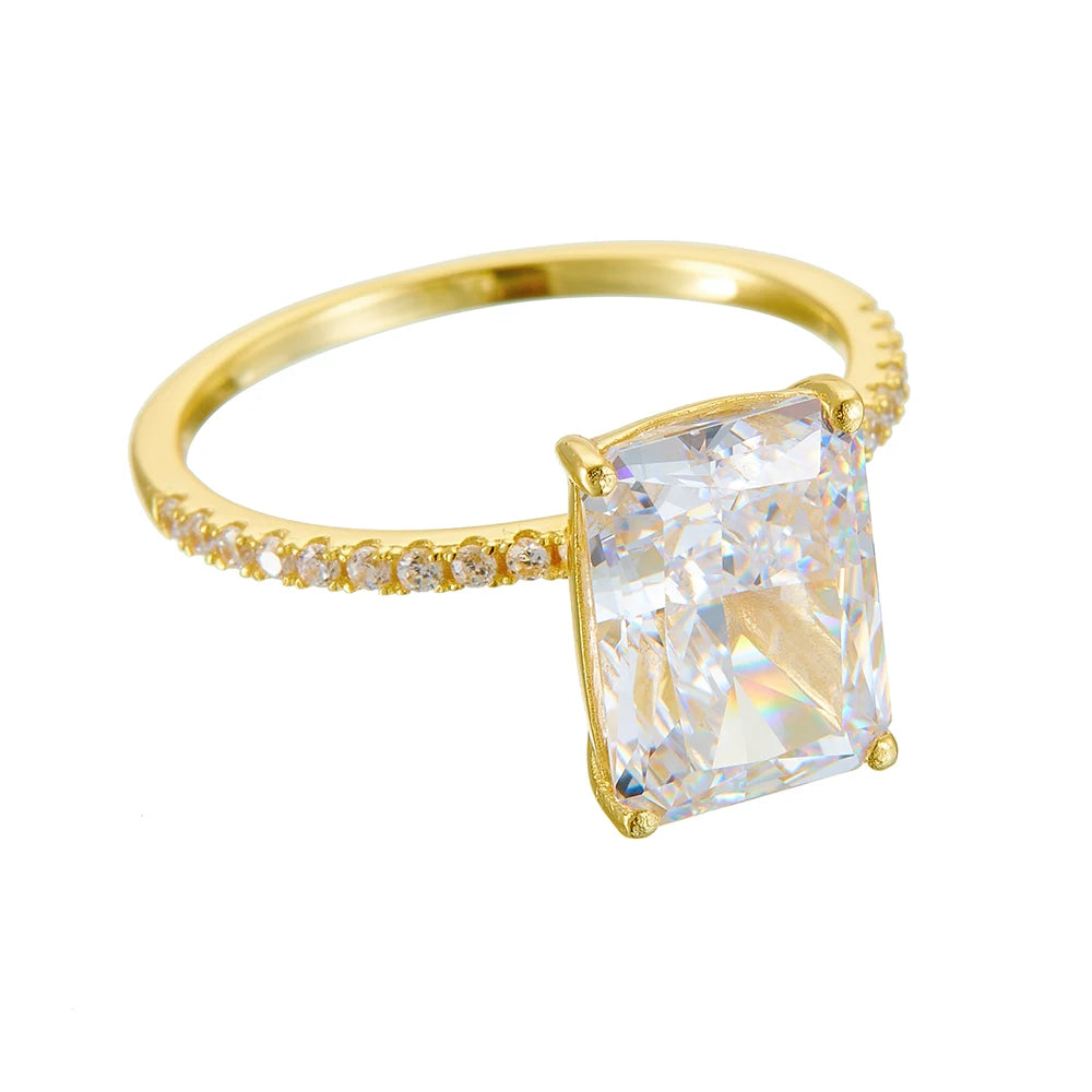 Manufacturer Latest Wholesale 14K Gold Plated Silver Ring 925 Sterling Jewelry Ice Zircon Wedding Engagement Rings Jewelry Women