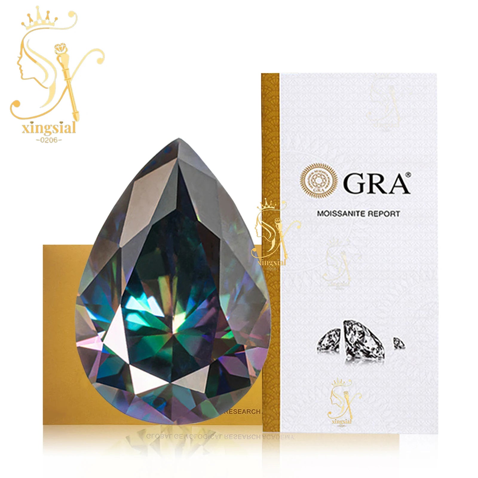 Xingsial 4x6mm 9x13mm Multiple Color VVS1 0.5ct 5ct GRA Certificated Pear Cut Synthetic Diamond Gemstone Loose Moissanite Stone