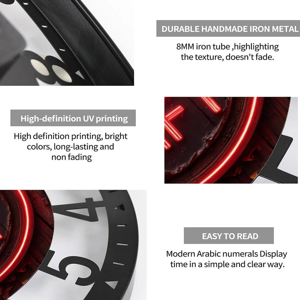 25cm Circular Iron Wall Clock with a Planet with Rings