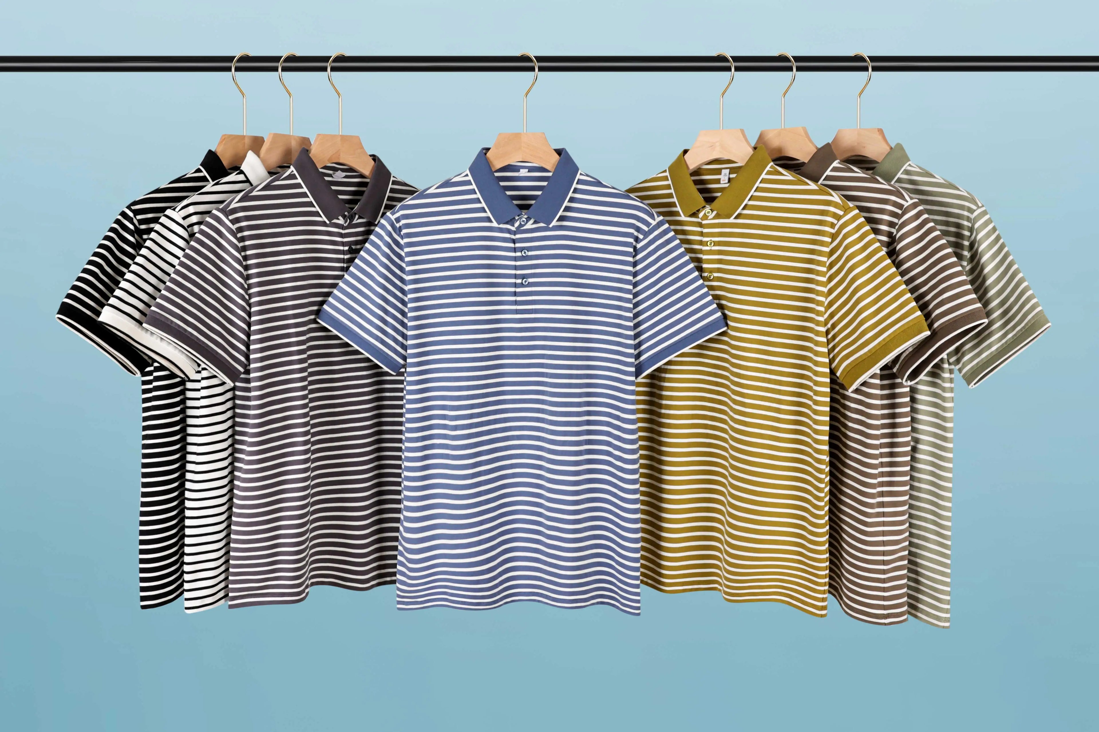 2024 Men's Trend Striped Printed Pullover Polo Shirts Stripe Polo Knit Sweater 200g Polo Sublime