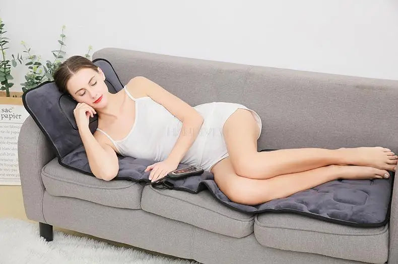 Electric Neck Massager Heating Vibrating Back Waist Massage Cushion Shiatsu Body Massage Mat for Home Office Car