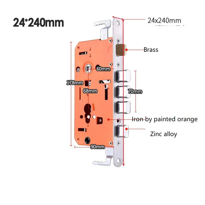 Universal Half Stainless Steel Anti-Theft Mortise Door Lock Body Thickened Security Door Lock Part Hardware Fittings