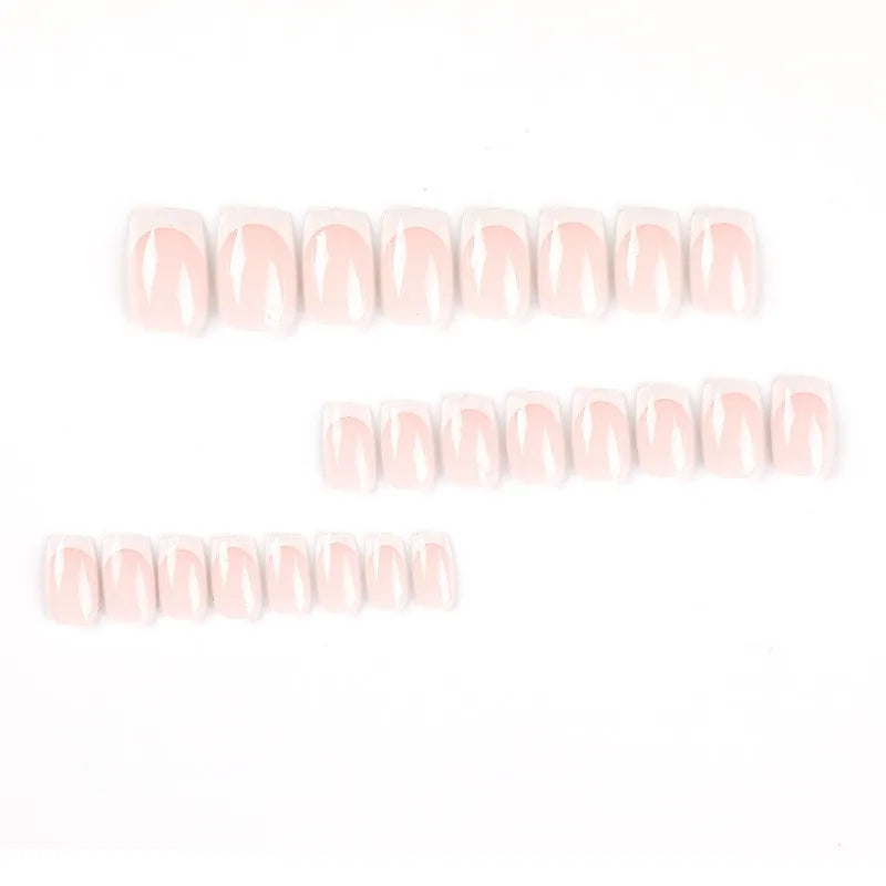 24 Pcs French Style Romantic Art Acrylic Press on Nails Artificial Fingernails Candy False Nails Dating  Party 2422