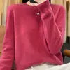 S-XXL Round Neck 100% Cashmere Knit Women's  Pullover Loose Bottom Sweater Autumn/Winter New Solid Color Sweater