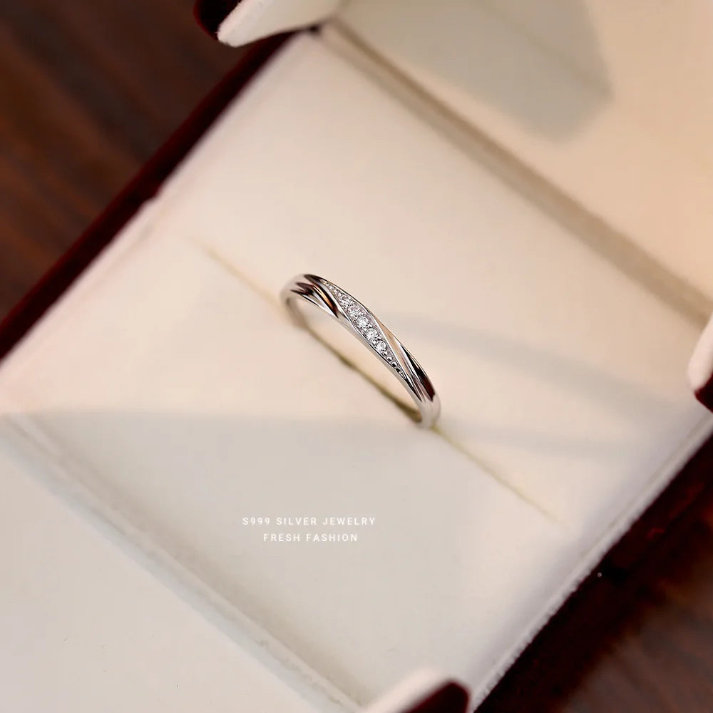 New NO MOQ Jewelry Fashion Couple Ring Jewelry 925 Sterling Silver Twisted Zircon Engagement Weeding Rings Lover Diamond Rings