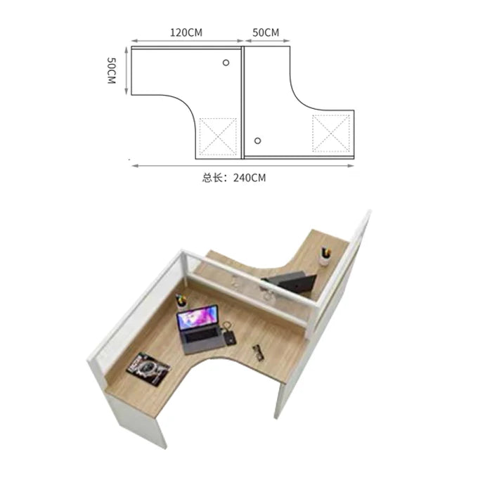 Modern Wooden Modular 4-Person Office Work Desk with Baffles for Tech Company Workstations