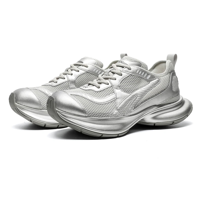 Dropshipping Custom Logo Fashion Sliver Color Sports Shoes Mens Designer Walking Style Chunky Platform Sneakers