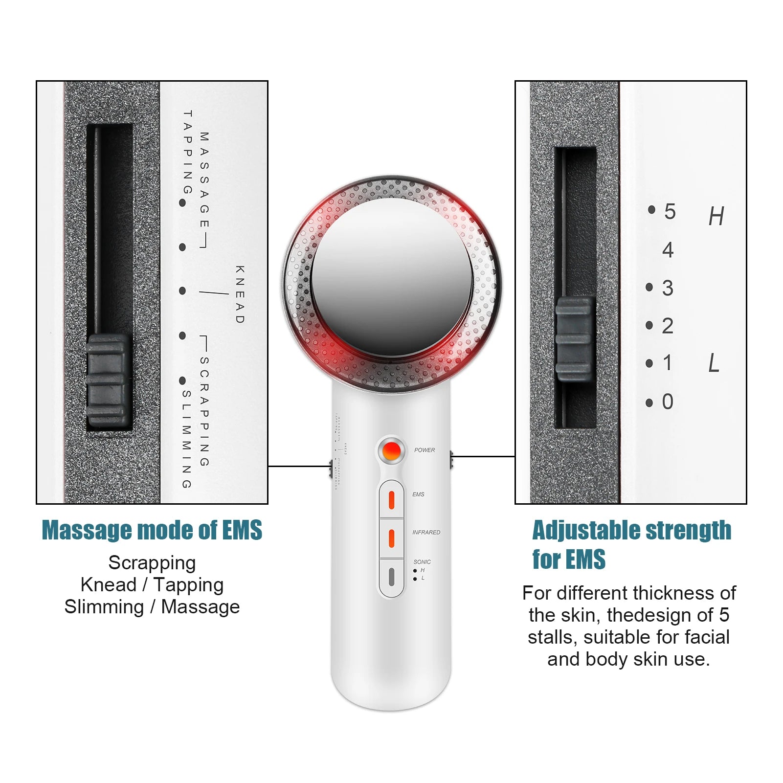 6 IN 1 Body Shape Massager EMS ultrasonic Slimming Gel Cream Infrared 1Mhz Ultrasound Cavitation Fat Burner Bar Weight Loss Tool