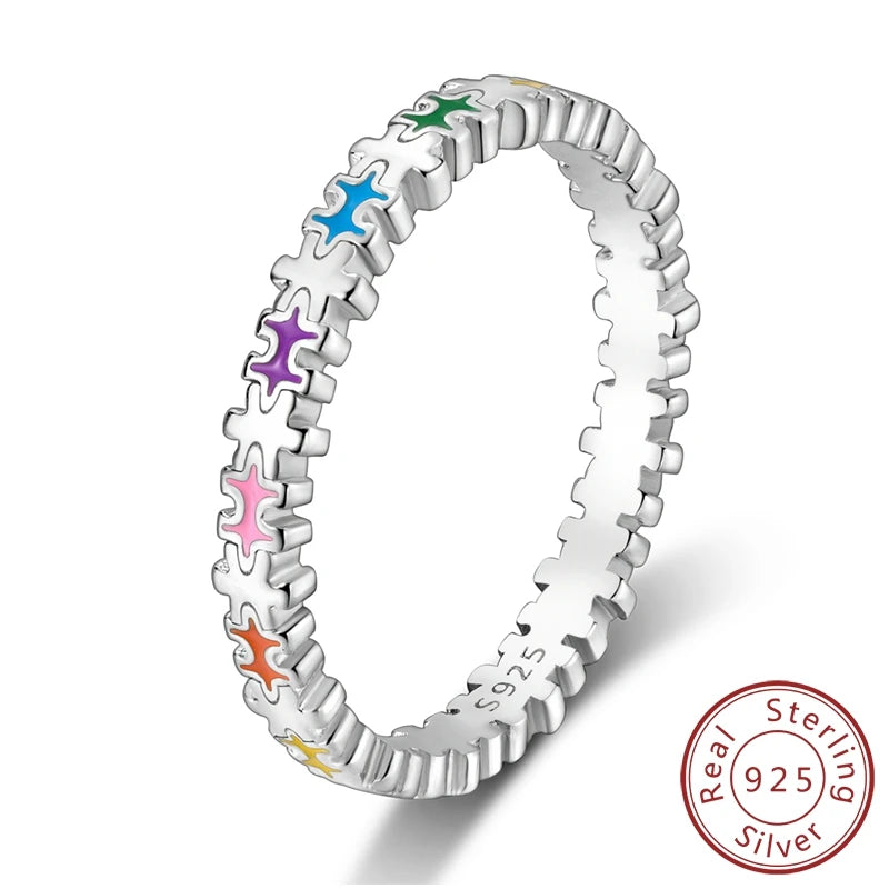 New Design Jewelry Manufacturer Custom Fashion New Rainbow Gradient Colorful Zircon Ring for Women S925 Silver Rings Jewelry