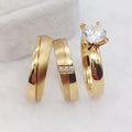24K Gold Stainless Steel Wedding Bands 3pcs Classic Bridal Sets Love Lovers Number Wedding Rings 18K Discount Fashionable Styles