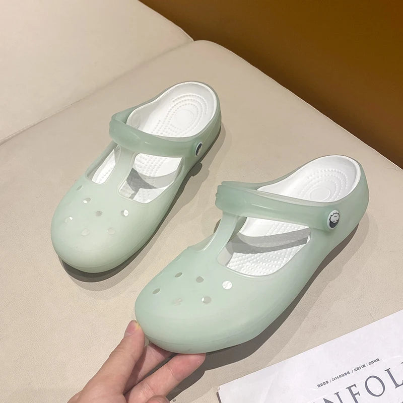 New Summer Jelly Sandals Women Outdoor Casual Slip On Garden Beach Shoes Female Rubber Clogs Non-slip Slides Breathable Slippers