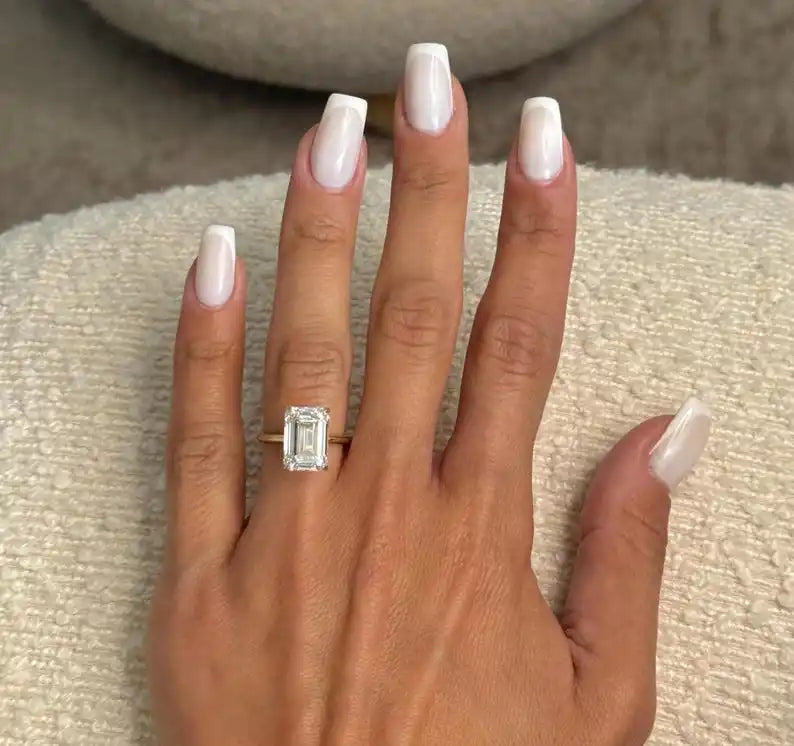IGI Certified 5CT Emerald Cut Lab Grown Diamond Ring F Color VS Clarity 14K Gold 3.5GM Premium Fine Jewelry Wedding Engagement