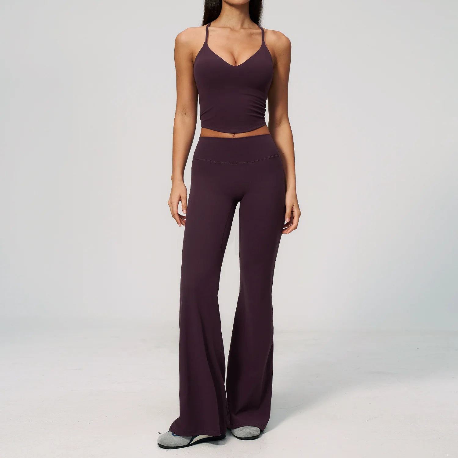Women's Yoga Vest Top High-Waisted Quick-Drying Solid Casual Wide Leg Pants Running Outdoor Yoga 2-Piece Clothing Set