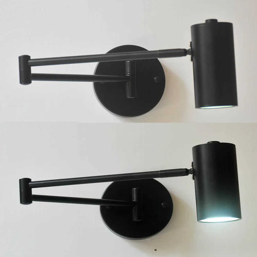 Modern Adjustable Swing Long Arm LED Wall Lamps Touch Sensor Internal Wall Washer Household Bedside Switch Decor Sconce Lights
