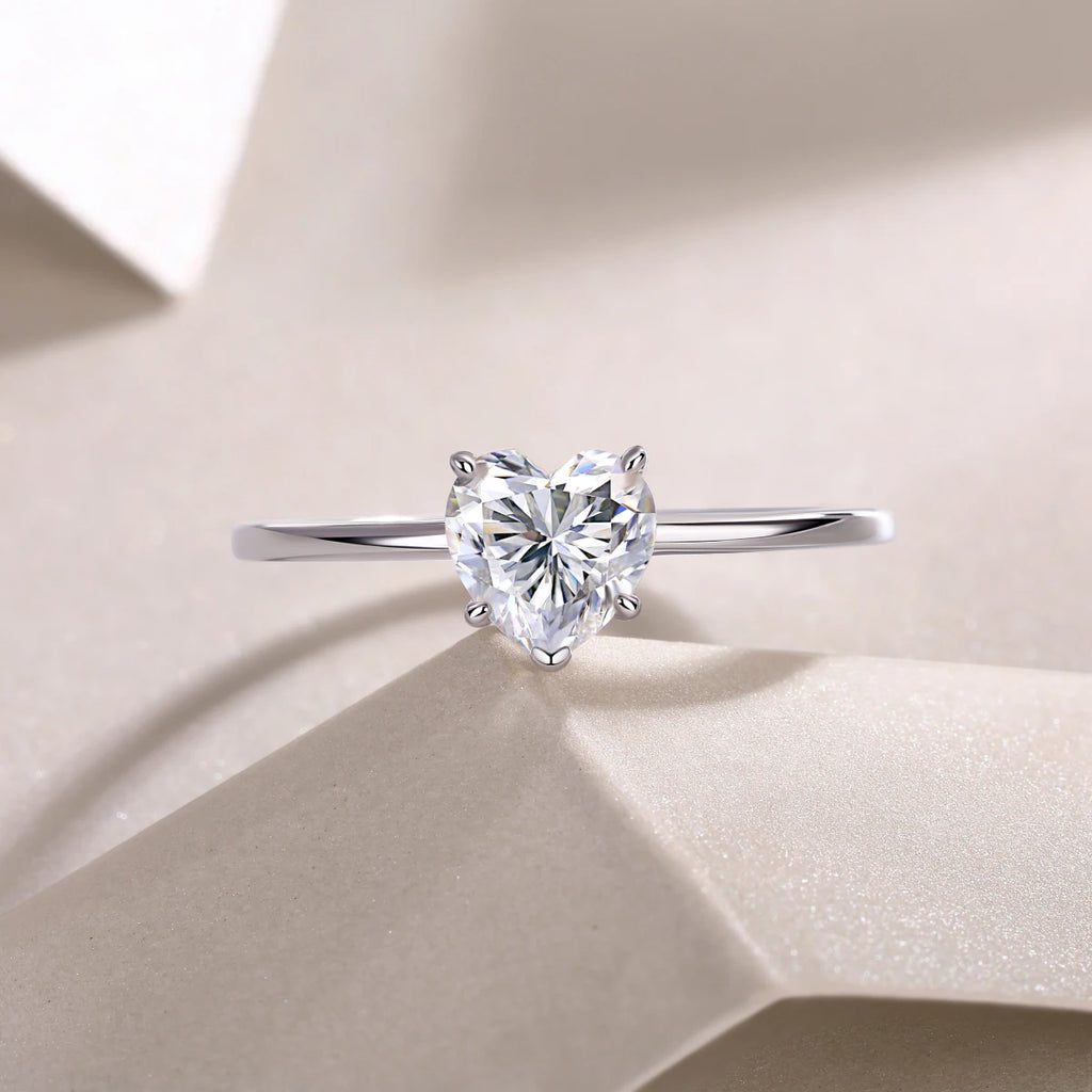 Hot Sales Heart Moissanite Engagement Ring S925 Silver Solitaire Mossanite Diamond Wedding Rings Moissanite Fashion Ring