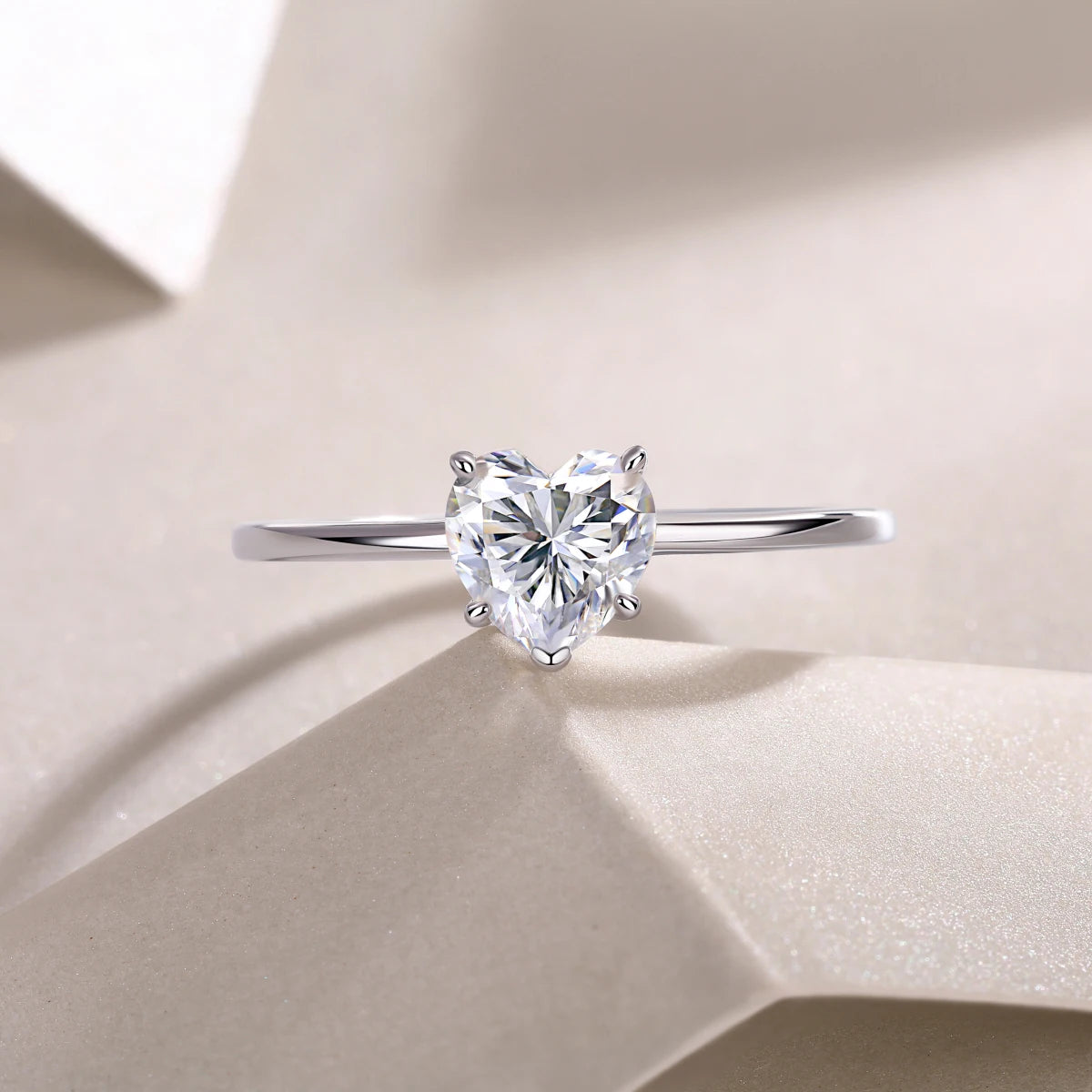 Hot Sales Heart Moissanite Engagement Ring S925 Silver Solitaire Mossanite Diamond Wedding Rings Moissanite Fashion Ring