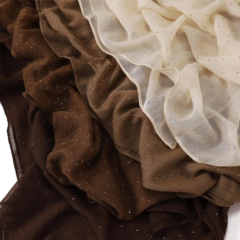 Zifeng OME Travel Photo Art Pure Color Full Star Hot Diamond Cotton Linen Monochrome Cape Scarves & Shawls