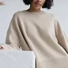 Women's Autumn New Crew Neck Solid Sweater Loose Long Sleeve Knitted Casual Pullover Versatile Top for Winter