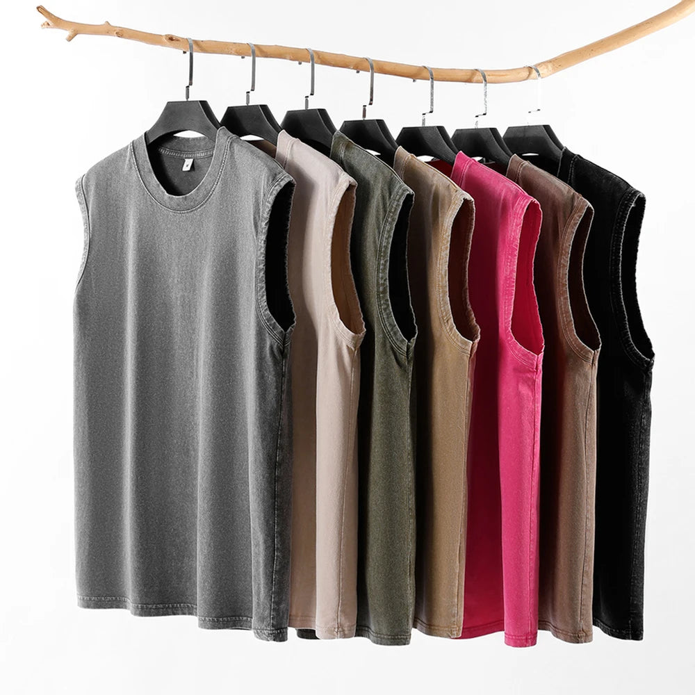 Custom Streetwear Washed Tank Top Low MOQ USA Warehouse Wholesale Tank