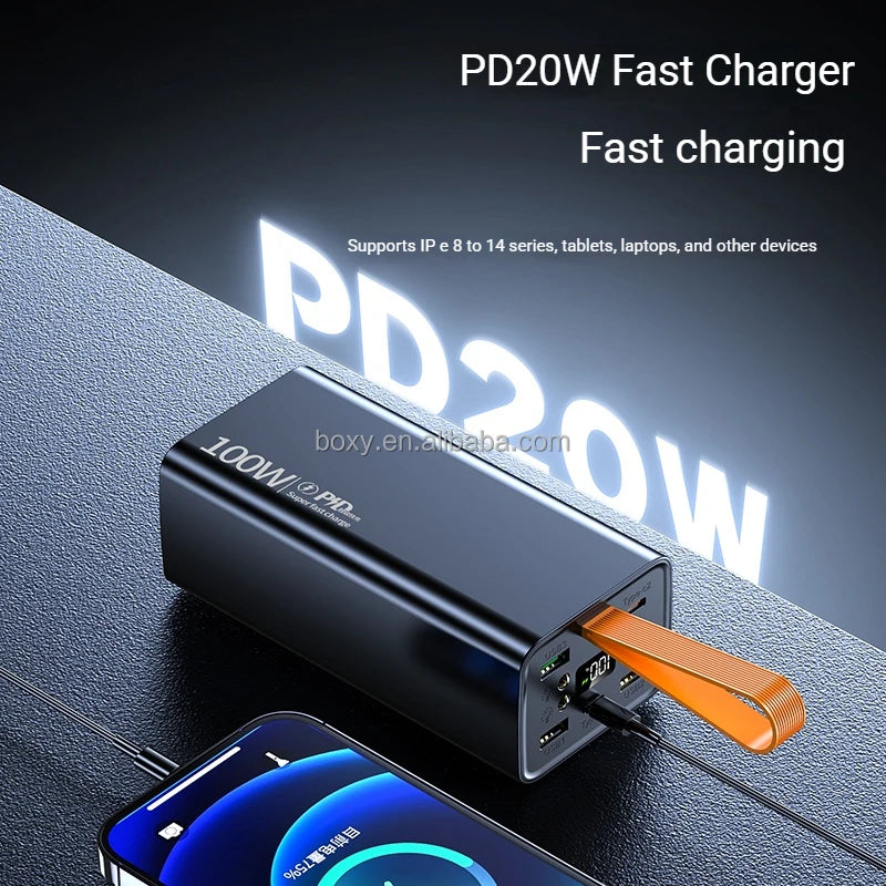 Portable 100W+65W PD+QC Outdoor Laptop Power Bank With Light Large Capacity Super Fast Charging Power Banks 60000mAh for Laptops