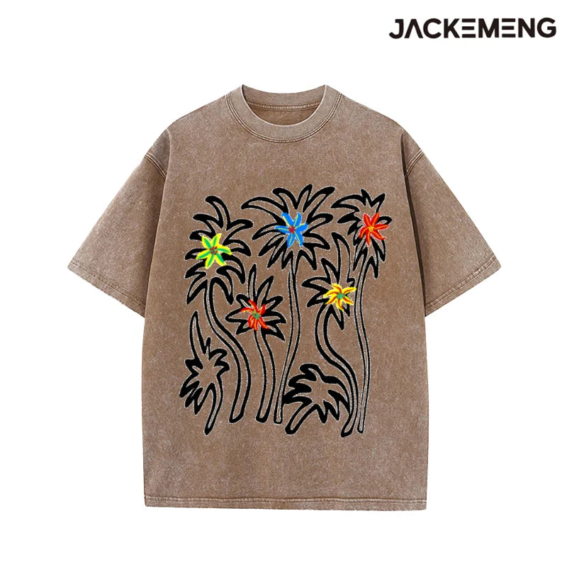 Oversized Vintage Tropical Streetwear Print Tshirt USA Stock Wholesale Y2K Casual Tee