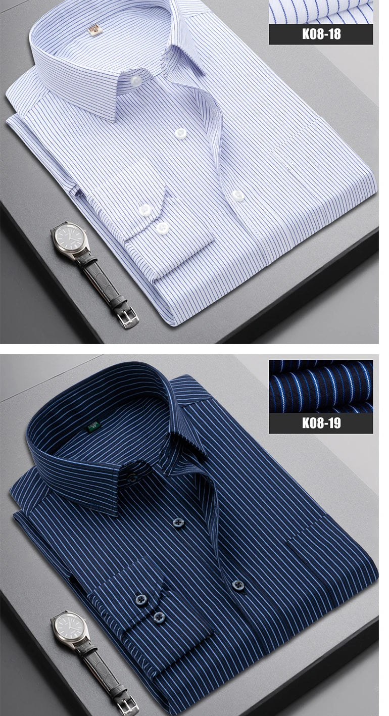 Brand New Men Shirt Male Dress Shirts Striped Men's Casual Long Sleeve Business Formal Plaid Shirt camisa social