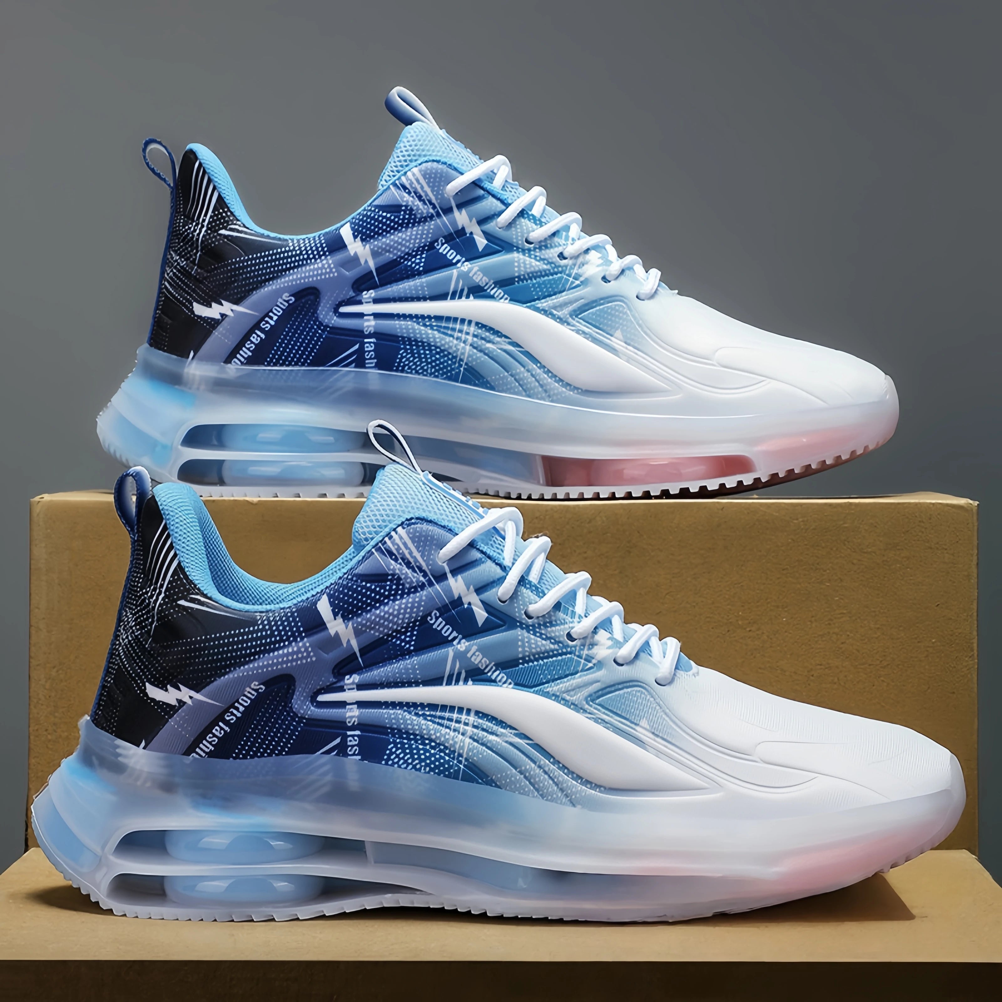 Men's Air Cushion Running Shoes Breathable Gradient Mesh Athletic Sneakers Non-slip Shock-absorbing Sports Footwear