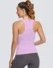 Women's Racerback Workout Tank Tops-Seamless Spandex/Polyester Breathable Knitted High Support Solid Running Muscle Tank