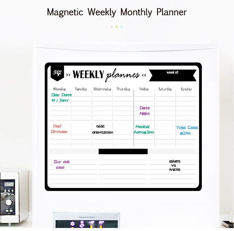 A3 Size Magnetic Monthly Weekly Planner Dry Erase Whiteboard Calendar Table Blackboard Fridge Sticker Message Board Menu