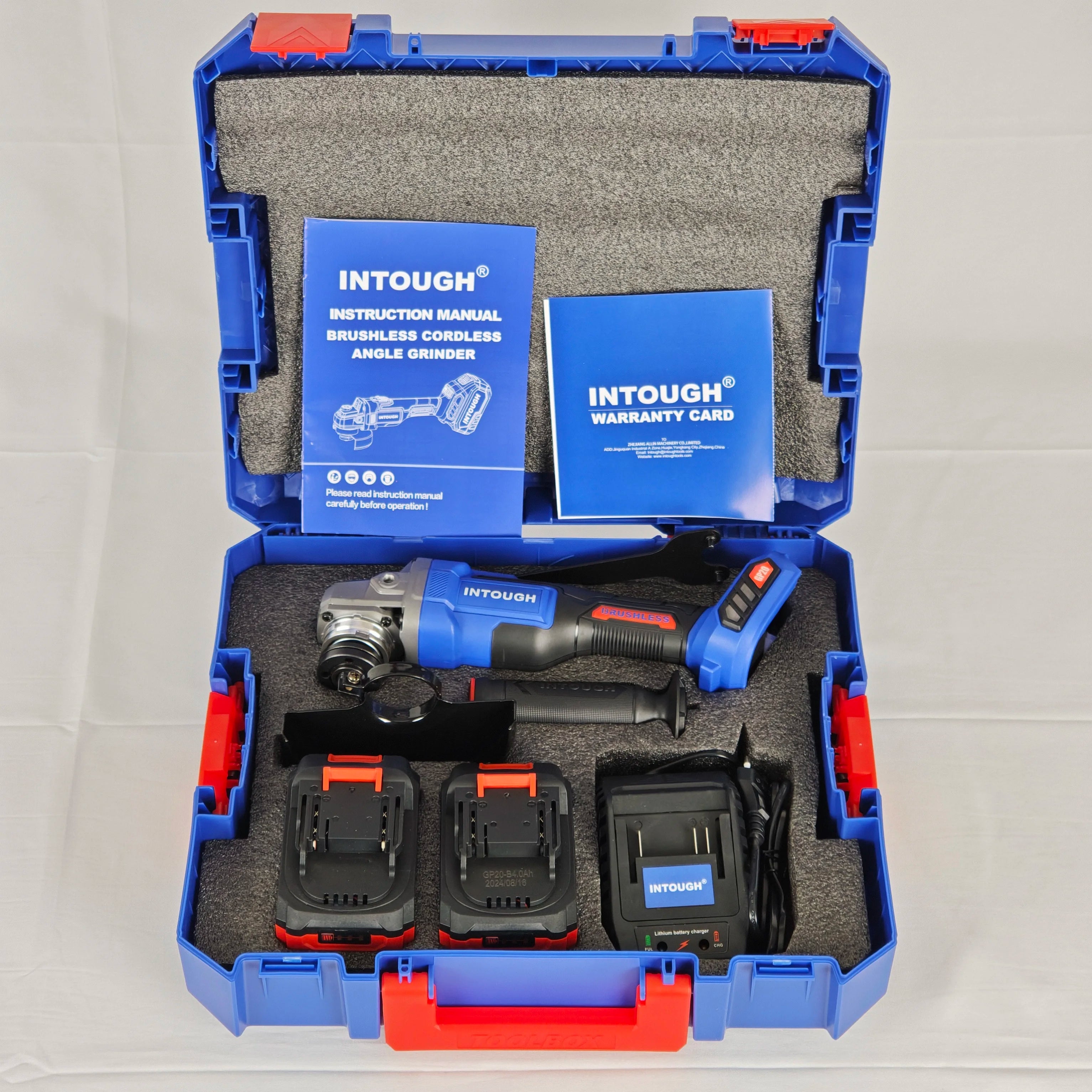 INTOUGH 20V Cordless Brushless Angle Grinder Battery Rechargeable 125mm Portable Angle Grinder