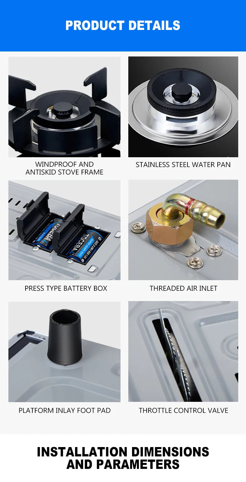 Tming Double Stove Cooktop Household Embedded Gas stove Built-in Liquefied Gas Stove Kitchen Cooking Machine