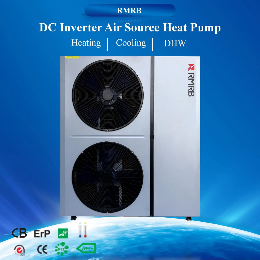 RMRB 21.5kW EVI Monoblock R32 Inverter Air Source Heat Pump High Efficiency Class A+++ Stainless Steel Housing Freestanding