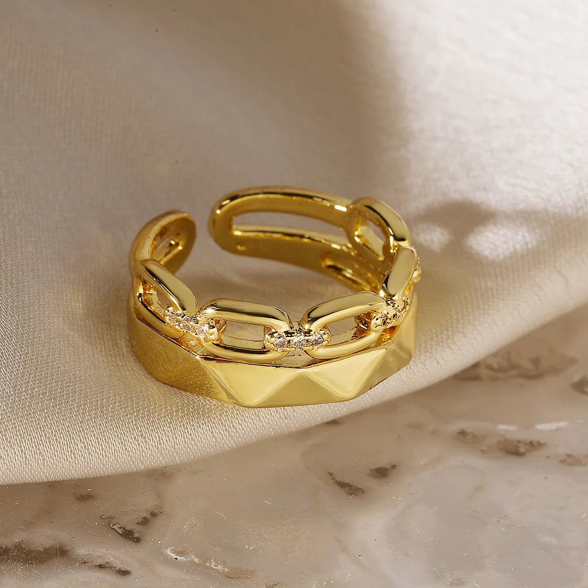 Stocks Cheap Brass Cz Ins Style Fashion Women Adjustable Rings