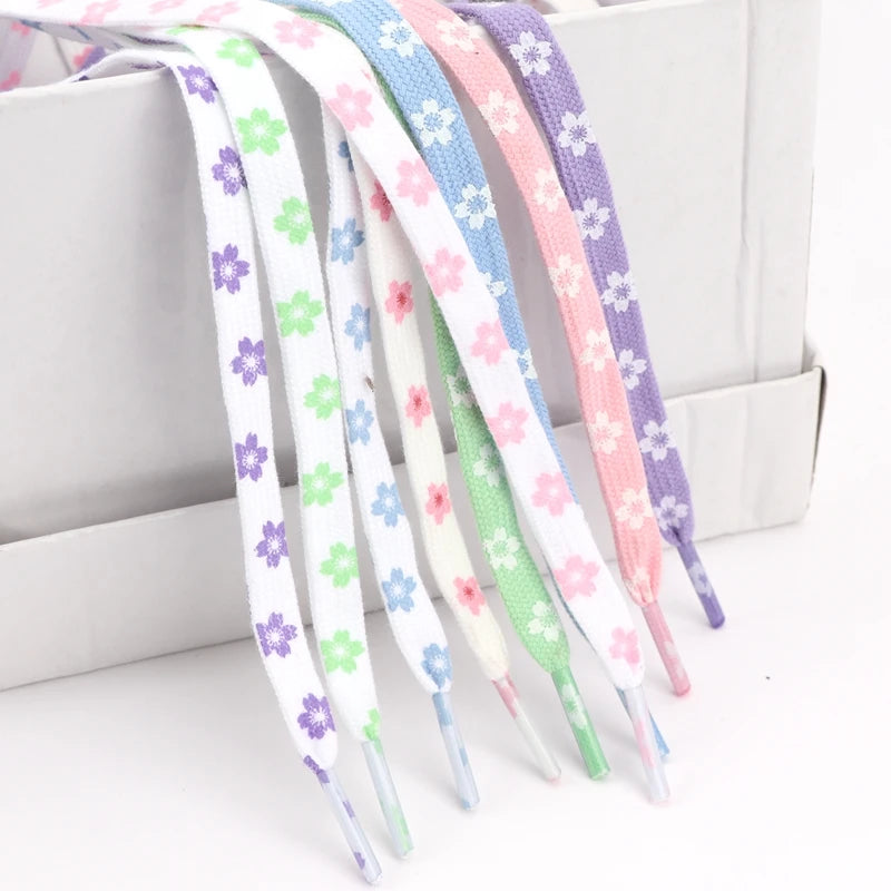 New Sakura Shoelaces Flat Little Daisies Shoe laces High-top Canvas Sneakers Shoelace AF1 Laces Shoe Strings 100/120/140/160CM