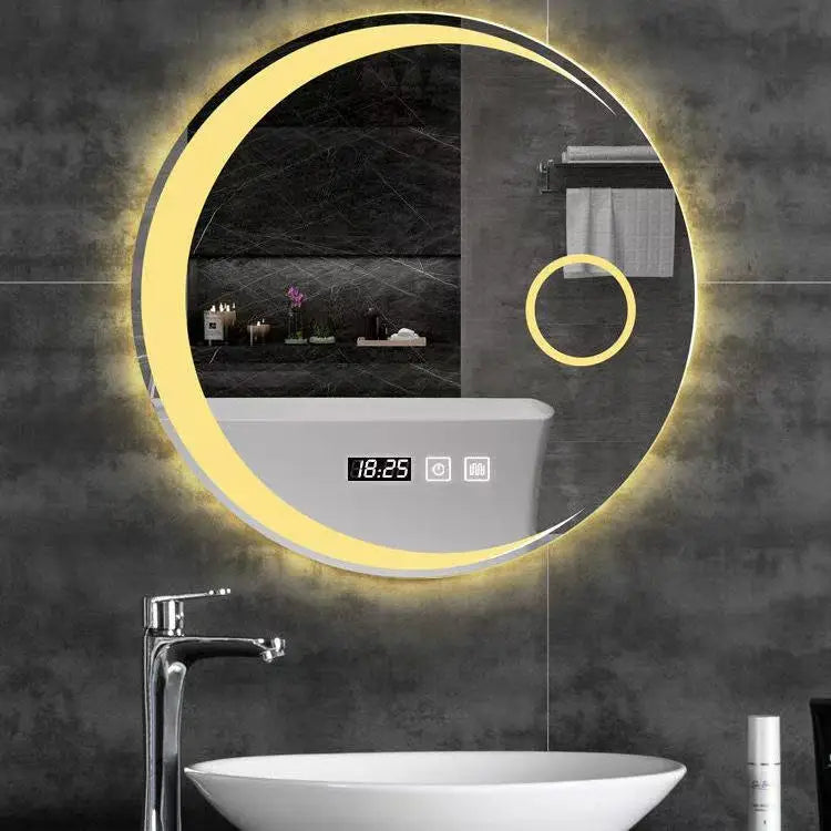 80X80cm Round Smart  Bathroom Hanging Light Mirror Toilet Bathroom Mirror Hotel Smart Anti-fog Mirror