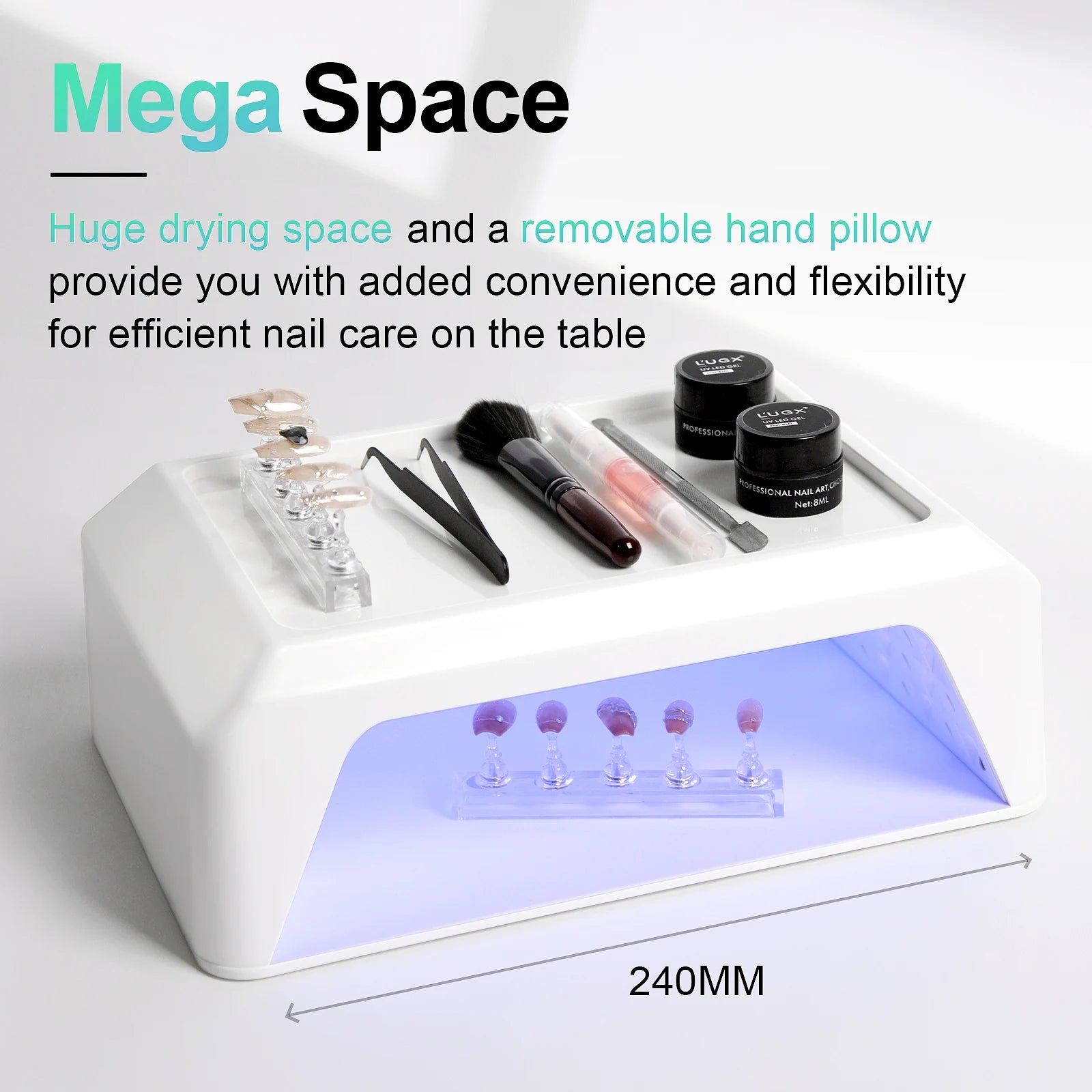 LUGX 72W UV Led Lamp Machine Professional Large Space Cordless Nail Gel Polish UV Lights Nail Dryer