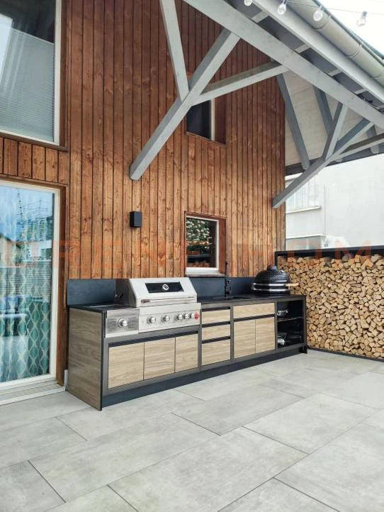 Modular Outdoor Kitchen Pod with Stainless Steel Cabinets, BBQ Grill Station and Custom Outdoor Design for Patios Customized