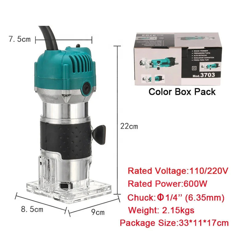 Wood Palm Router Tool Hand Edge Trimmer WoodWorking Joiner Cutting Palmming Tool Carving Machine