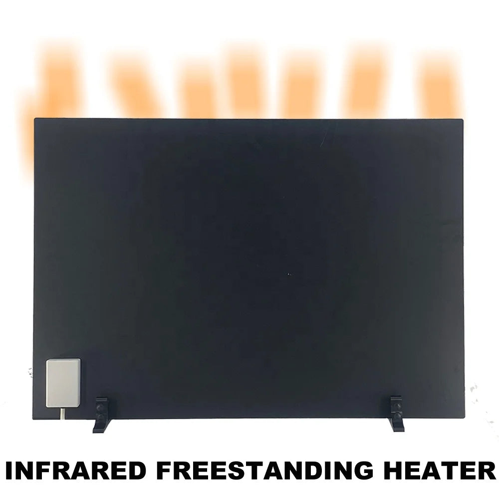 500W Freestanding Solar Portable Far Infrared Heater Panel Radiant Thermostat Remote Control Energy Efficient for Bathroom