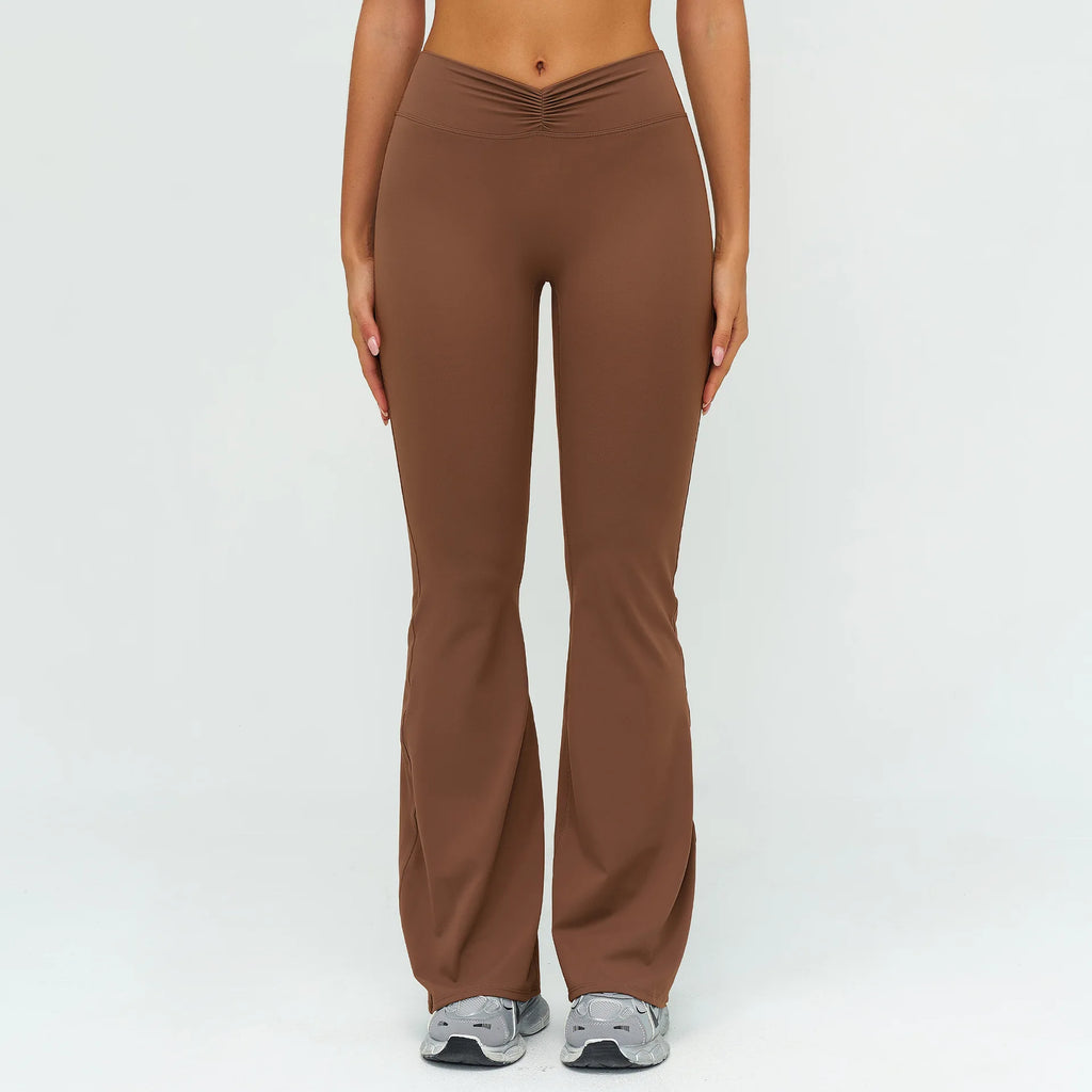 High Elastic Waist Brushed Flared Wide Leg Pants Solid Quick Dry Breathable for Casual Running & Outdoor