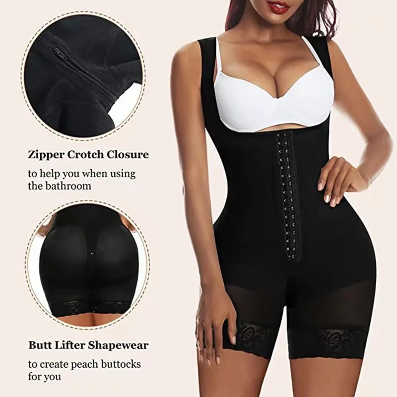 High Compression Shapewear BBL Body Shaper Free Waist Trimmer Belt Adjustable Back Support Breathable Fat Burner Butt Lifter