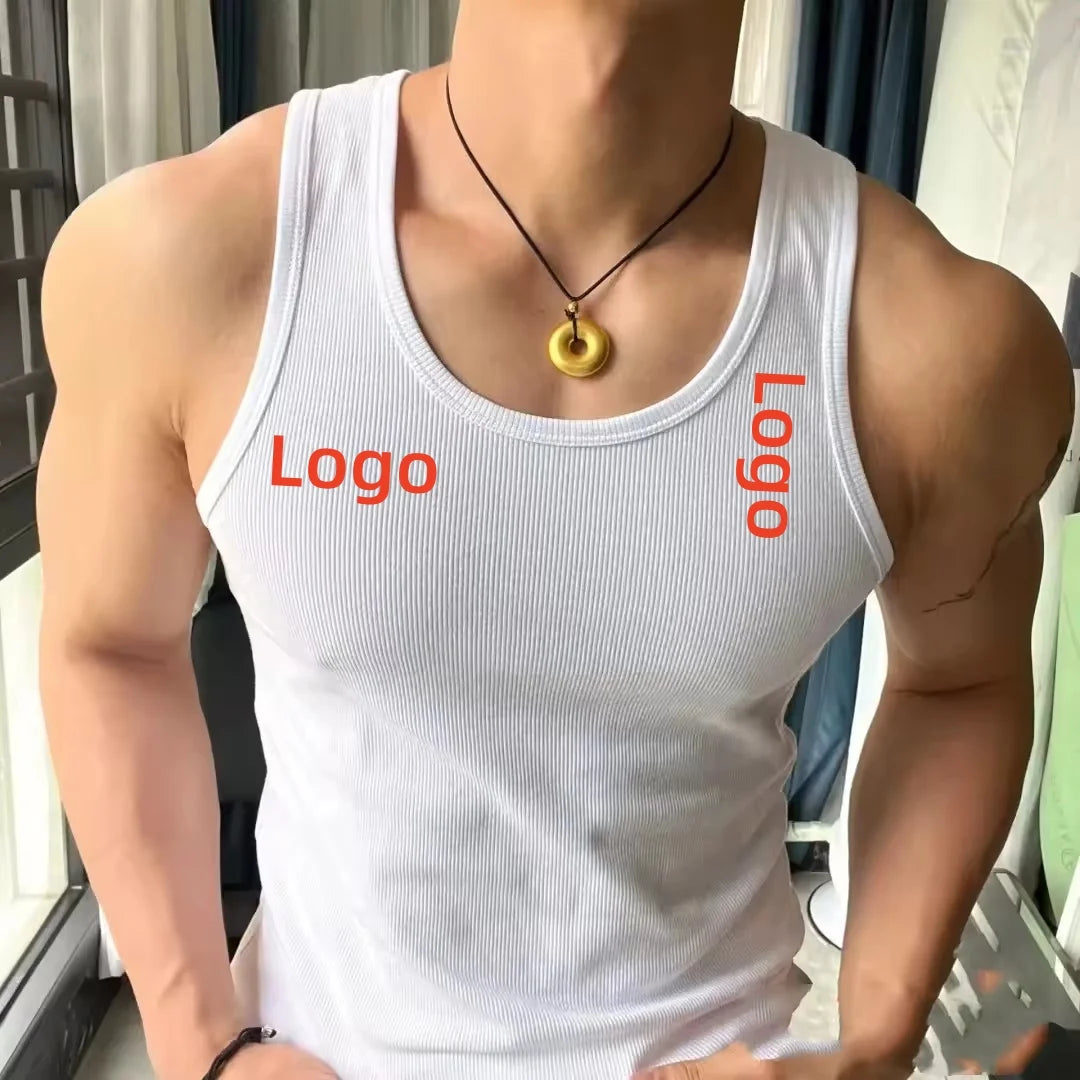 Custom High Quality Mens Gym tank Top Custom logo Men Ribbed Polyester tank Tops Men