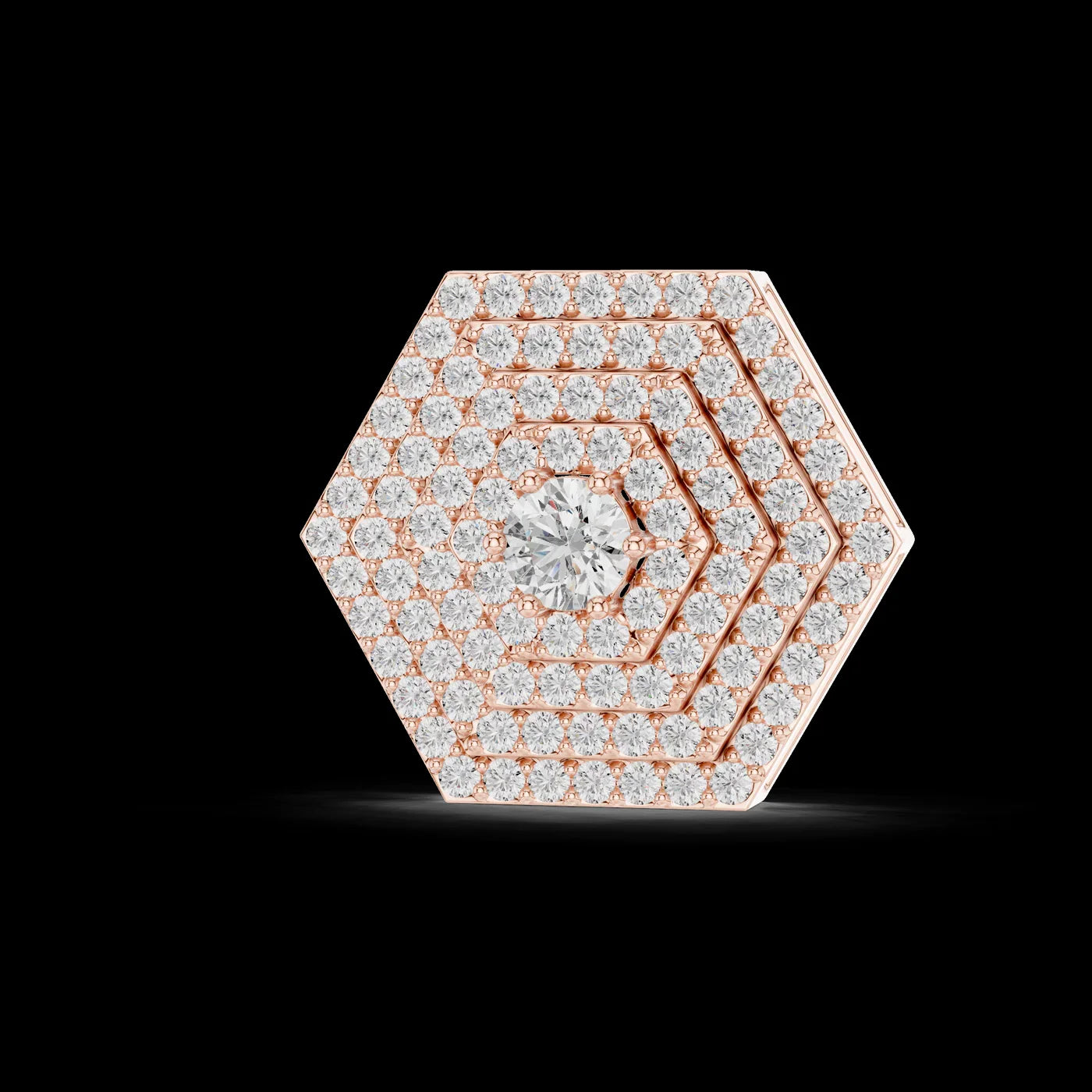 Gold Plated Hexagon Pave Diamond Pendant with Link Chain Brilliant Luxury Engagement & Wedding Anniversary Jewelry