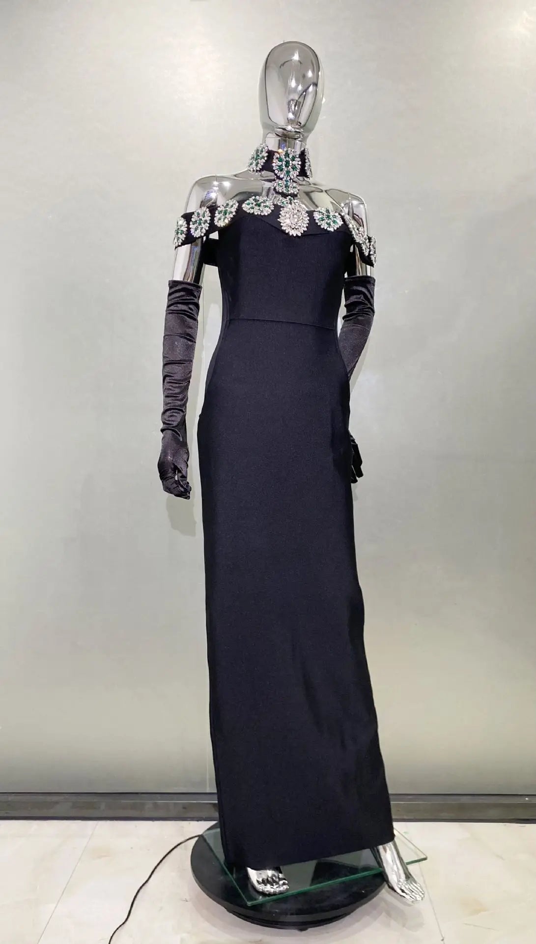 ED2679 High Quality Women Fashion Crystal Dress Women Rhinestone Dresses With Sleeve Bandage Dress