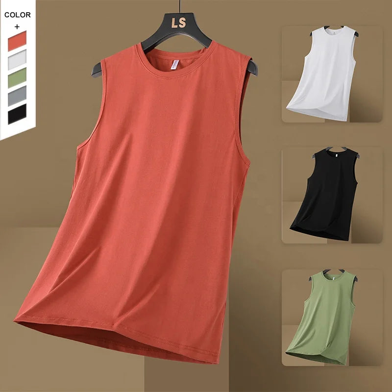 Summer Thin Cool Sports Sleeveless T-shirt Breathable Sweat Absorbing Fitness Loose Sports Men's Tank Top